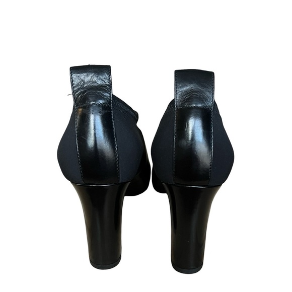 Via Spiga Bayne Black Leather Booties Block Heel Pointed Toe Womens 7.5M Office - Picture 4 of 6